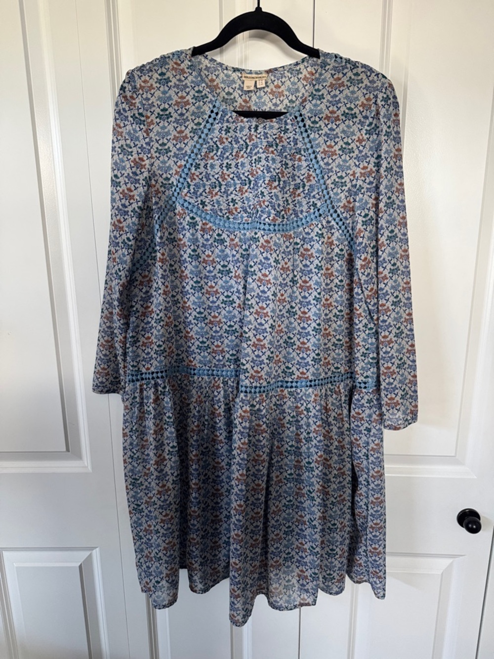Anthropologie Holding Horses Boho Floral Blue Dress